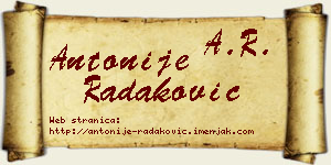 Antonije Radaković vizit kartica
